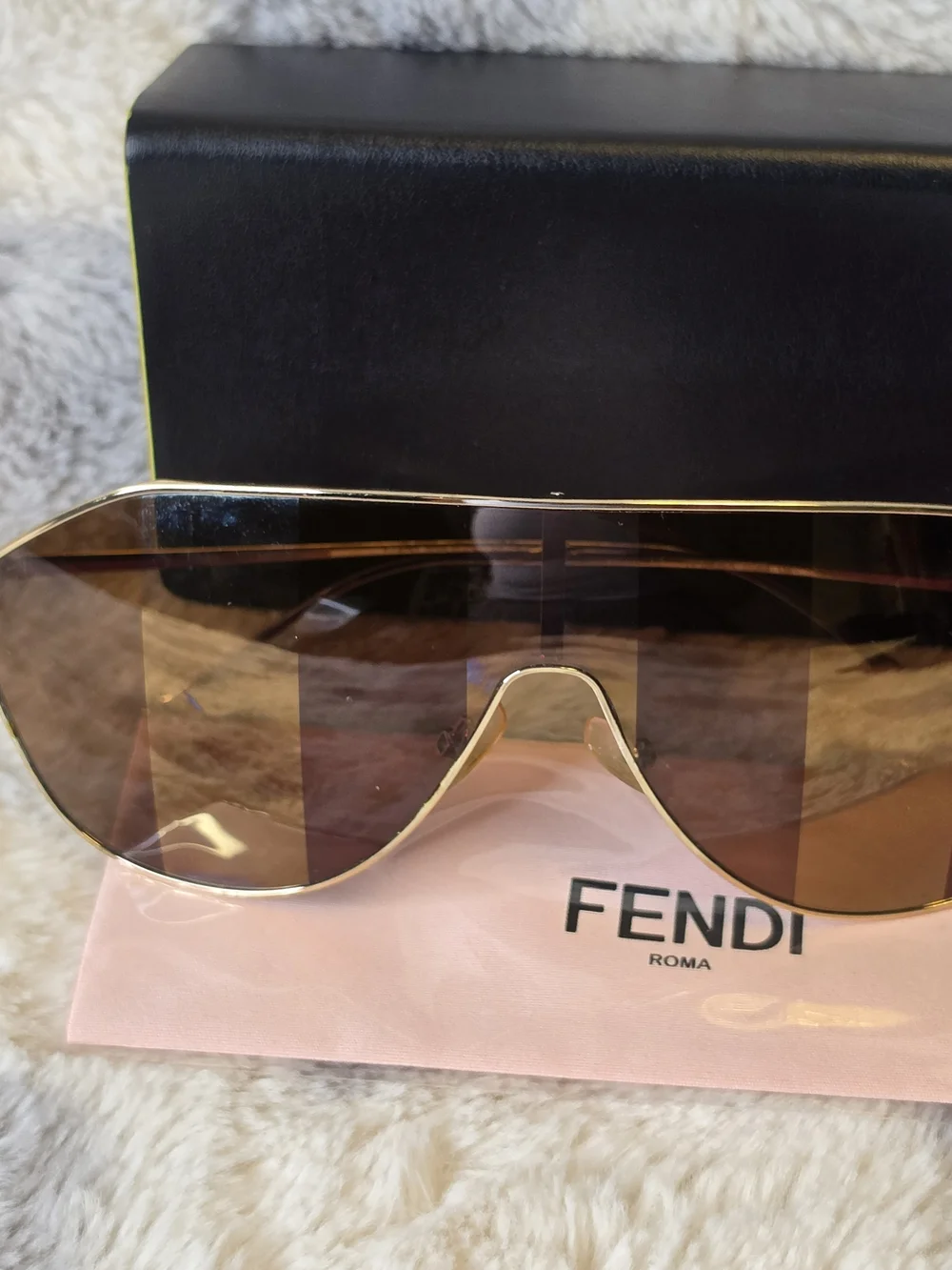 Fendi Women’s Gradient Brown Shield Sunglasses